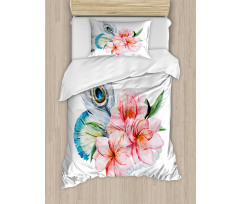 Peony and Peacock Duvet Cover Set