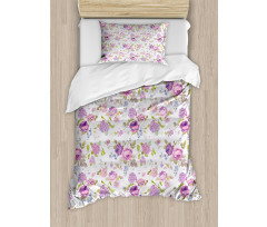 Roses and Violets Duvet Cover Set