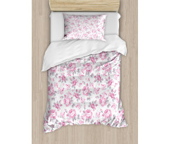 Pink Roses Spring Duvet Cover Set