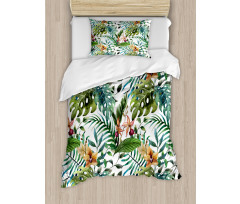 Palm Tree Flowers Hibiscus Duvet Cover Set