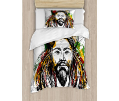 Rasta Man Sketch Portrait Duvet Cover Set