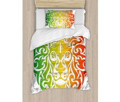 Colorful Lion Portrait Duvet Cover Set