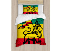 Judah Lion Rastafari Flag Duvet Cover Set