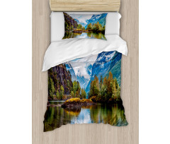 Snowy Norway Mountains Duvet Cover Set