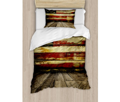 Vintage Flag Wood Duvet Cover Set