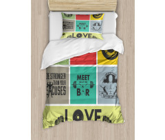 Various Words in Frames Duvet Cover Set