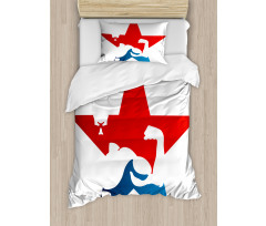 Athlete Silhouette Star Duvet Cover Set