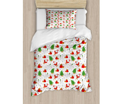 Xmas Tree Santa Claus Duvet Cover Set