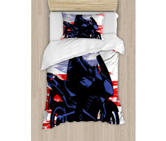 Man on Motorcycle Duvet Cover Set