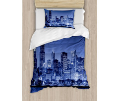 Chicago Skyline Night Duvet Cover Set