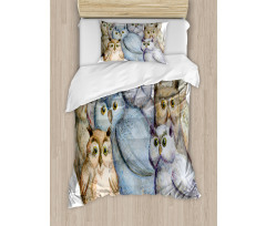 Owl Family Portrait Art Duvet Cover Set