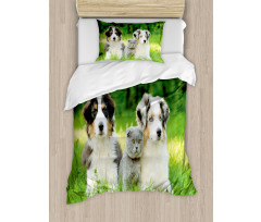 Puppy Family in Garden Duvet Cover Set