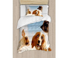 Cats Dogs in Sky Clouds Duvet Cover Set