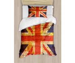 Union Jack Motif Grunge Duvet Cover Set