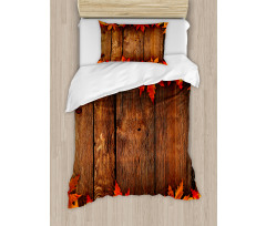 Leaves on the Wooden Board Duvet Cover Set