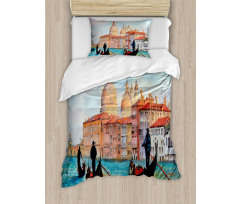 Watercolor Serene City Duvet Cover Set