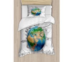 Realistic Globe Planet Duvet Cover Set