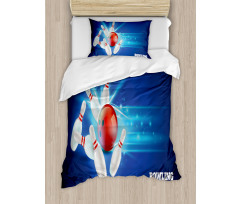 Strike Red Ball Pins Duvet Cover Set