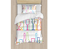 Colorful Outline Bottles Duvet Cover Set