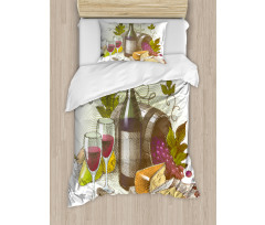 Vintage Wine and Cheese Duvet Cover Set