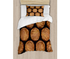 Wall of Wooden Barrels Duvet Cover Set