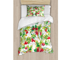 Watercolor Berries Winter Duvet Cover Set