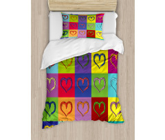 Vivid Heart Colorful Square Duvet Cover Set