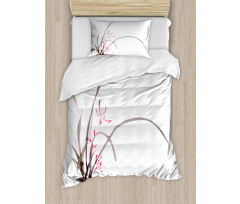 Traditional Ink Orchid Duvet Cover Set