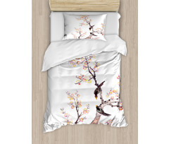Chinese Paint of Flowers Duvet Cover Set