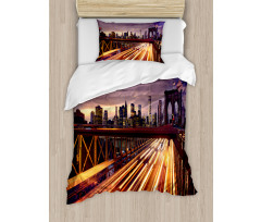 Brooklyn Bridge Traffic Duvet Cover Set