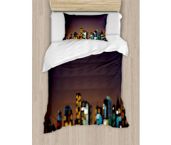 Abstract Cityscape Bokeh Duvet Cover Set