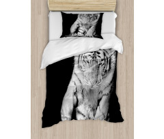 Large Cat Plays in Water Duvet Cover Set