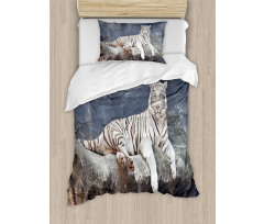 Wildlife Cat on the Rock Duvet Cover Set