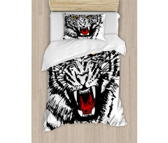 Angry Feline Vivid Eyes Duvet Cover Set