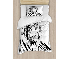 Black Outline Hunter Cat Duvet Cover Set