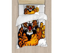 Cartoon Angry Wild Cat Duvet Cover Set