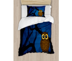 Owl on Tree Branch Duvet Cover Set