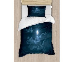 Full Moon Dark Clouds Fog Duvet Cover Set