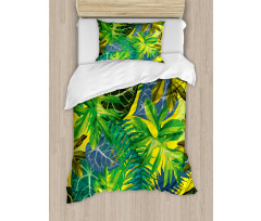 Exotic Leaves Watercolor Duvet Cover Set