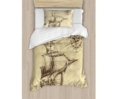 Old Paper Ship Duvet Cover Set