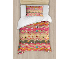 Wavy Lines Groovy Hippie Duvet Cover Set