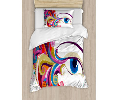 Woman's Eye Colorful Art Duvet Cover Set