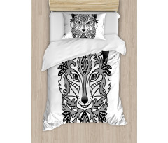 Ornamental Fox Face Curves Duvet Cover Set