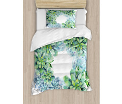 Watercolor Cactus Wreath Duvet Cover Set