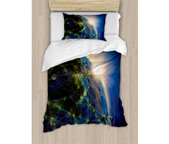 Vivid Globe Space Network Duvet Cover Set