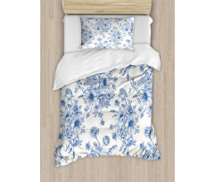 Blue Floral Corsage Duvet Cover Set