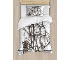 Retro Ship on Water Duvet Cover Set