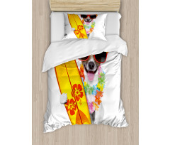 Surf Dog Glasses Duvet Cover Set