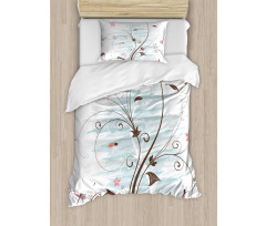 Grunge Flower Buds Duvet Cover Set