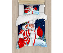 Santa Snowman Hug Duvet Cover Set